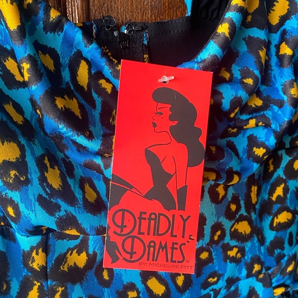 Vixen by Micheline Pitt Blue and Yellow Asymmetrical Dress - Picture 2 of 3